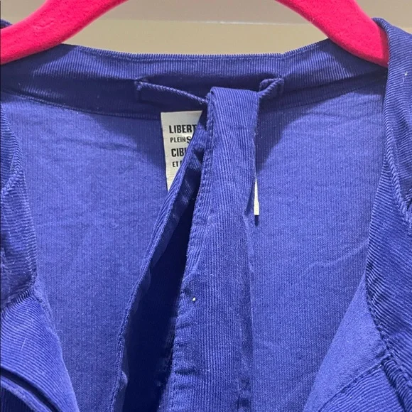 Sacrecaeur Blue micro coudoroy Long Sleeve shirt Dress(bw) - Picture 3 of 8